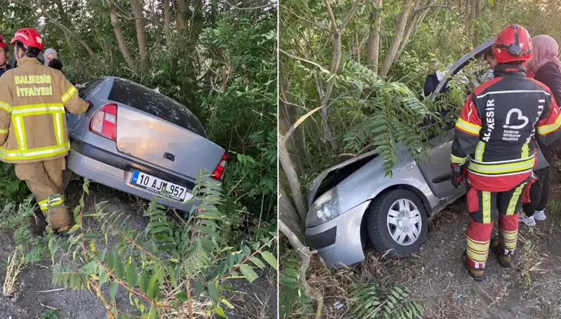 Balıkesir’de Otomobil Kazası: Şarampole Yuvarlanan Araçta İki Yaralı